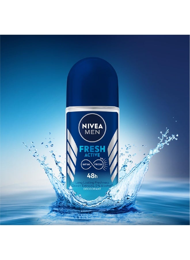 نيفيا مزيل عرق نيفيا مين فريش أكتيف 50 مل | بخلاصات المحيط المنعشة | انتعاش يدوم 48 ساعة | تركيبة معتمدة من أطباء الجلدية وخالية من البارابين (عبوة من 3 قطع) - Image 2